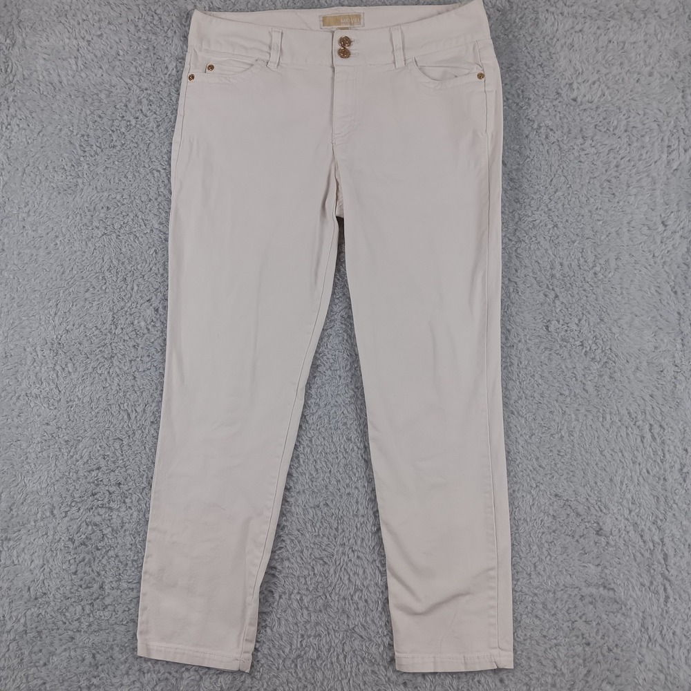 Michael Michael Kors Womens Off White Stretch Cotton Ankle Pants 8 JH23E09JN6